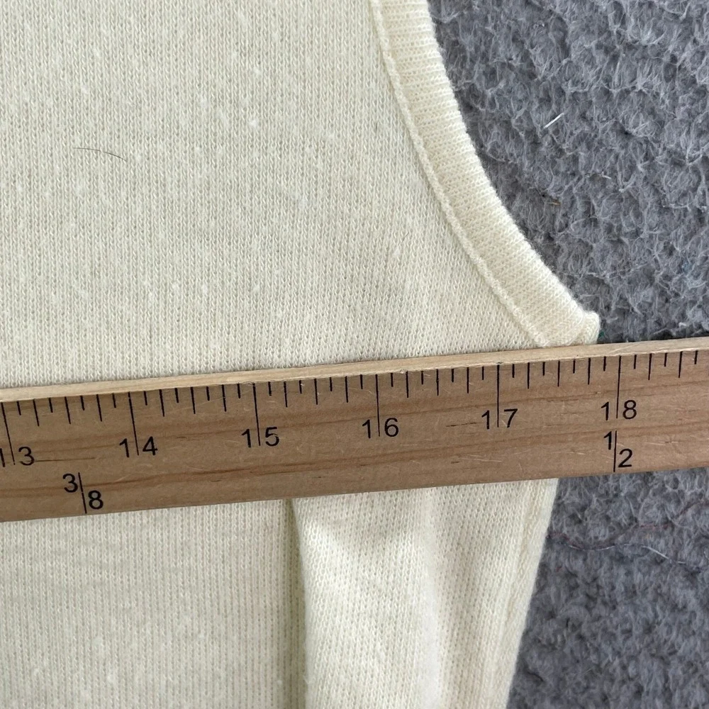 Sears Sportswear Sweater Vest Mens Medium Cream Vintage V-Neck Knit Layering 80s